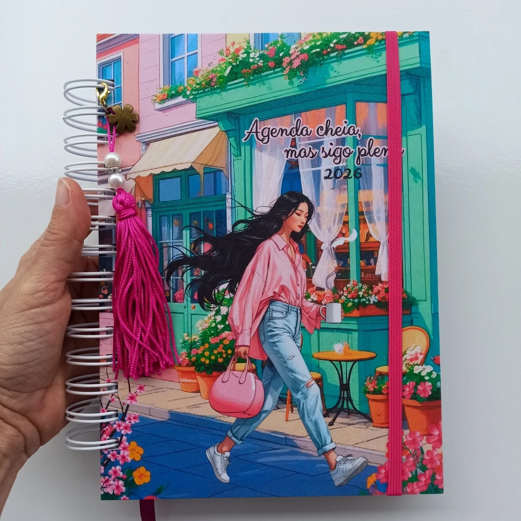 Agenda 2026 Feminina Fofa Capa com Glitter