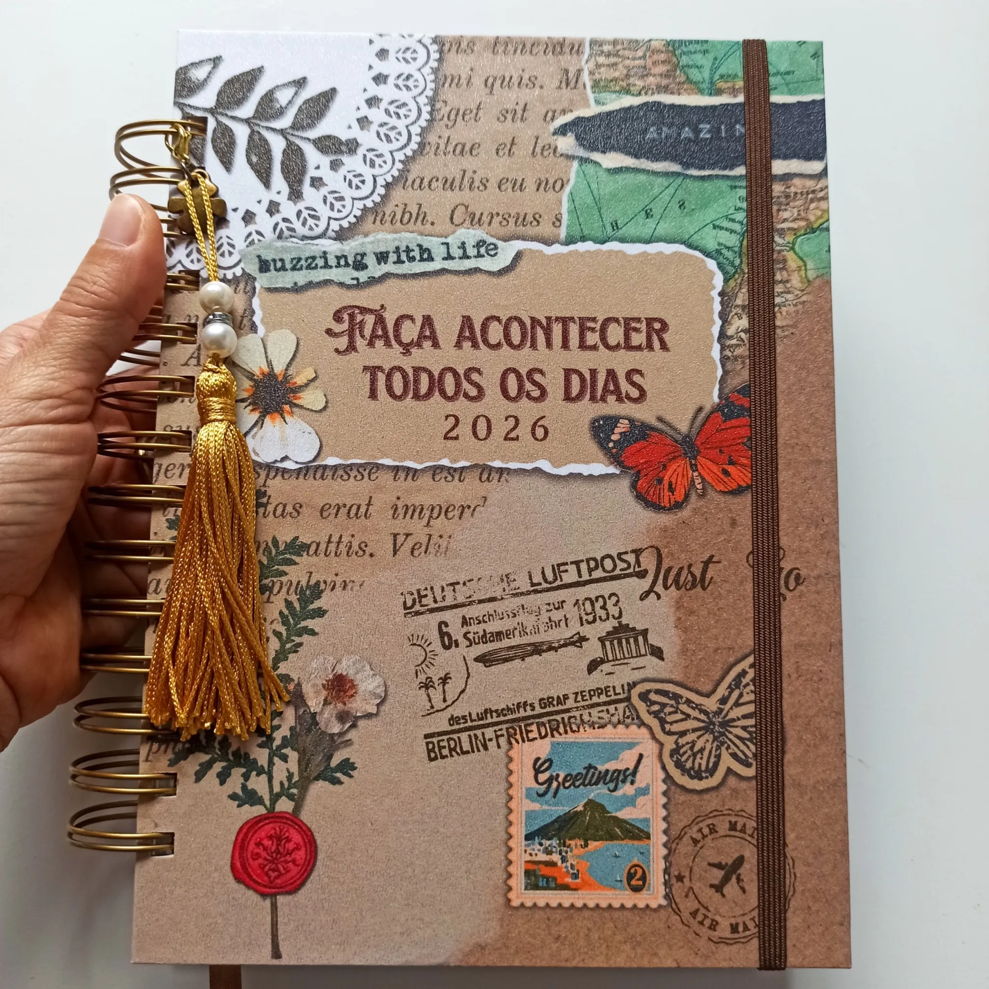 Agenda 2026 Vintage Premium Capa Com Glitter Personalizada Com Nome